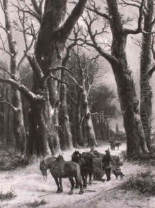 Bucherons Dans La Foret Enneigee