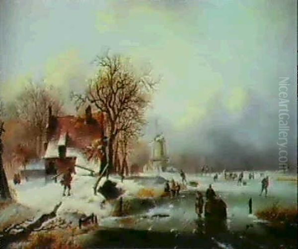 A Winter Scene With Skaters - view 1