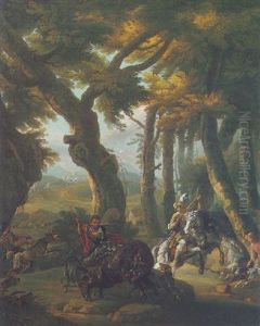 A Wild Boar Hunt by Pieter Van Der Leeuw
