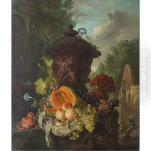 Still Life With Urn And Classical Ruins by Gerrit Van Leeuwen