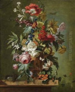 Bouquet De Fleurs Et Nid D'oiseau
