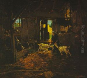 Playing With The Goats And The Chicks by Hendrik van Leeuwen