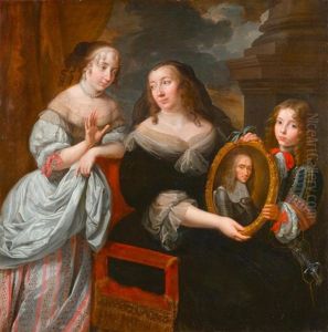 Maria De Medici Zeigt Zwei Ihrer Kinder Das Portrait Ihres Verstorbenen Gatten Konig Henri Iv by Claude Lefebvre