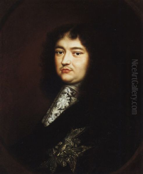 Portrait Of A Gentleman, Count Louvois, In A Black Brocade Coat And A Lace Ruff, Wearing The Order Of The Saint-esprit - view 1