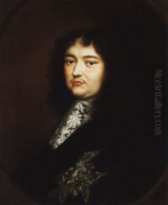 Portrait Of A Gentleman, Count Louvois, In A Black Brocade Coat And A Lace Ruff, Wearing The Order Of The Saint-esprit