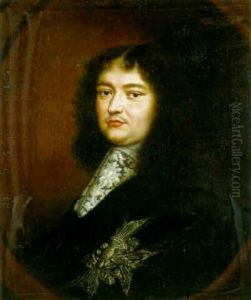 Portrait Of Count Louvois, In Black Brocade Coat And Lace Reuff