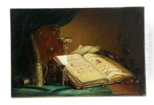 Still Life With Book And Helmet by Ernest Eugene Lefebvre