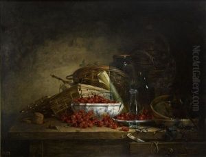 A Still Life With Cherries by Ernest Eugene Lefebvre