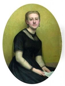 Portrait De La Femme De L'artiste A L'eventail