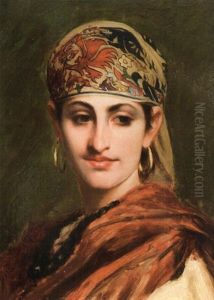 Jeune Orientale Au Foulard Brode