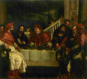 Jesus Och S:t Gregorius Magne Utspisar De Fattiga