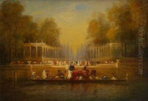 Fete A La Venitienne Dans Le Parc by Adolphe Rene Lefevre