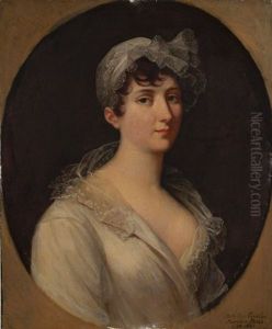 Portrait Presume De Mathilde De Catuelan Dans Un Ovale Peint