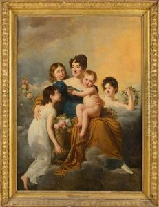 La Marquise De Radepont Entouree De Ses Enfants by Robert Jacques Francois Faust Lefevre