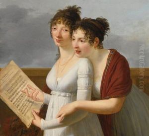 Portrait Of Two Elegantly Dressed Ladies by Robert Jacques Francois Faust Lefevre