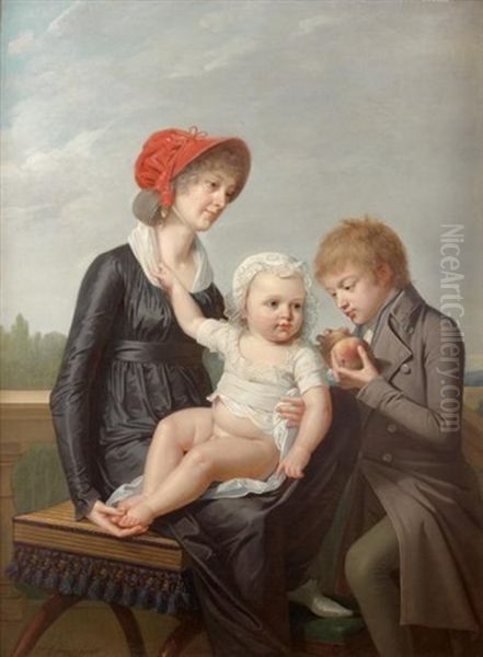 Portrait De Femme Avec Ses Deux Enfants - view 1