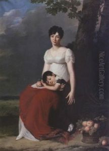 Portrait De Madame D'arbelles Et De Son Fils by Robert Jacques Francois Faust Lefevre