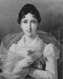 Jeune Fille Tenant Une Rose Brisee by Robert Jacques Francois Faust Lefevre