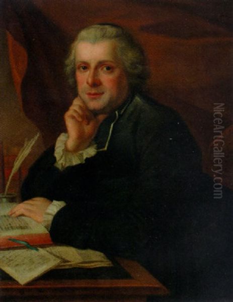 Portrait Of A Priest In Clerical Costume At His Desk - view 1