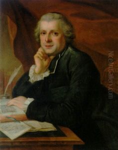 Portrait Of A Priest In Clerical Costume, At His Desk by Robert Jacques Francois Faust Lefevre