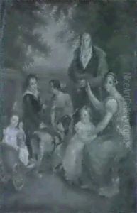 Portrait D'une Famille Dans Un Parc Portrait D'une Famille Dans Un Parc