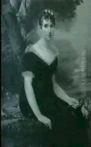 Portrait De Jeune Femme Tenant Une Branche De Lilas Dans Un Parc by Robert Jacques Francois Faust Lefevre