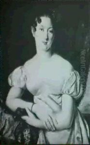 Portrait De Femme A Mi-corps Dans Un Paysage by Robert Jacques Francois Faust Lefevre