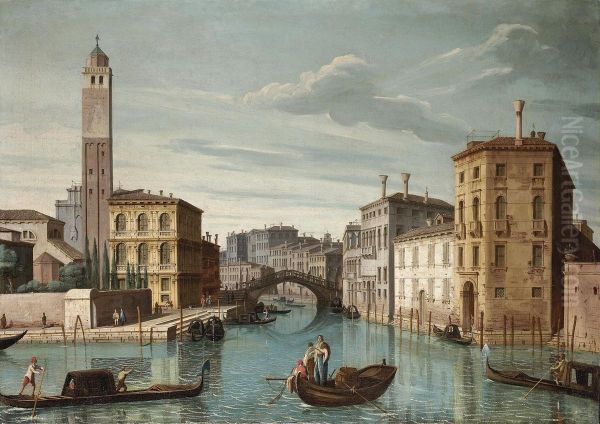 The Entrance To The Canareggio, Venice, With The Church Of San Geremia And The Rialto Bridge - view 1