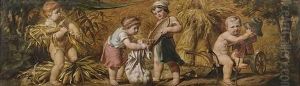 Allegorie Des Herbstes (vier Kinder Bei Der Ernte) by Franz Lefler