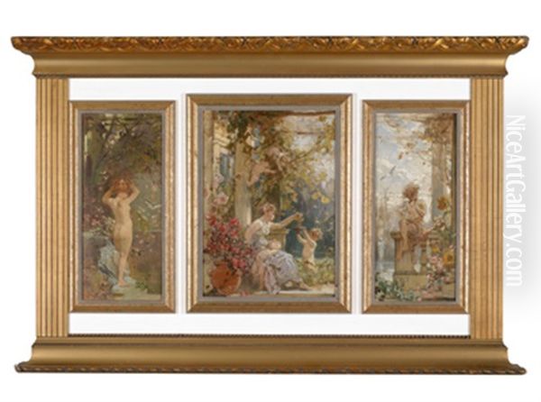 Putti Und Nymphe (+ 2 Others; 3 Works, Framed Together) - view 1