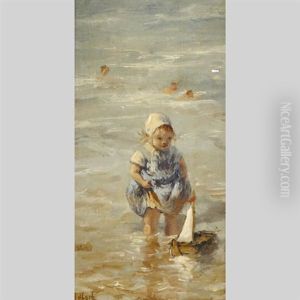 Little Girl On The Beach by Jean Lefort