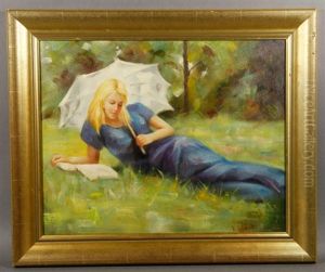 Girl With Umbrella by Jean Lefort