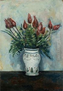Natura Morta Con Vaso E Tulipani by Achille Lega