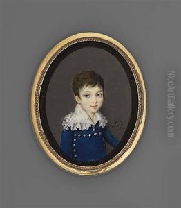 A Boy Called Ferdinand In Blue Coat With Silver Buttons And White Shirt With Large Frilled Collar by Lege