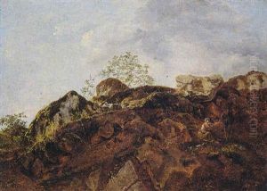 A Rocky Outcrop With Shepherds by Jean-Francois Legillon
