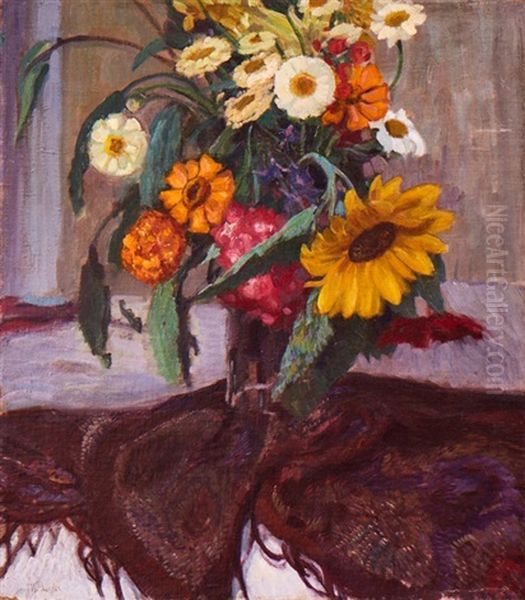 Blumenstillleben Mit Schal - view 1