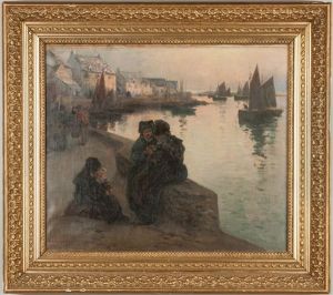 Harbor Scene With Women And Children Harbor Scene With Women And Children