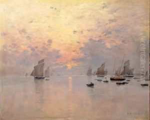Voiliers En Mer by Fernand Marie Eugene Legout-Gerard