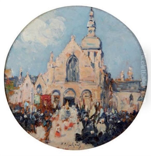 Procession A Dinard Devant L'eglise Saint Enogat - view 1
