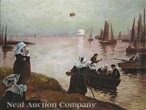 A Harbor In Normandy by Fernand Marie Eugene Legout-Gerard