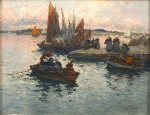 Barques Au Port De Concarneau by Fernand Marie Eugene Legout-Gerard