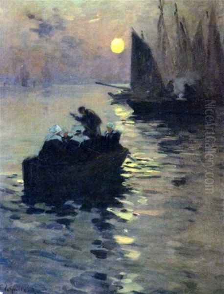 Bretonnes Et Pecheurs Au Crepuscule - view 1