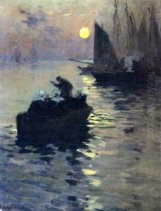 Bretonnes Et Pecheurs Au Crepuscule by Fernand Marie Eugene Legout-Gerard