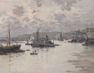 Rochester Harbour by Fernand Marie Eugene Legout-Gerard