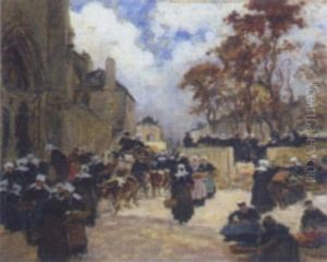 Market At Concarneau by Fernand Marie Eugene Legout-Gerard