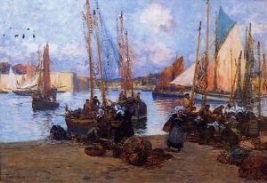Dechargement Des Sardines Au Port De Concarneau by Fernand Marie Eugene Legout-Gerard