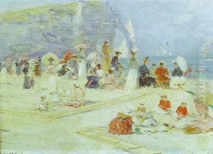 La Plage D'etretat by Fernand Marie Eugene Legout-Gerard