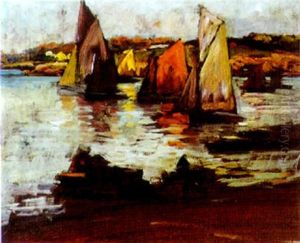Barques Sous Voiles A L'entree De L'estuaire by Fernand Marie Eugene Legout-Gerard
