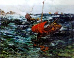 Barques Sous Voiles Par Forte Brise by Fernand Marie Eugene Legout-Gerard