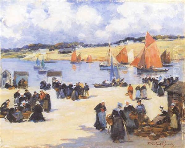 Scene De Marche Dans Un Port Breton - view 1